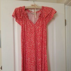 LOFT Pink Dress Flutter Sleeve Ruffle Size Medium